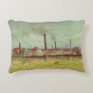 Factories at Asnieres by Vincent van Gogh Decorative Cushion