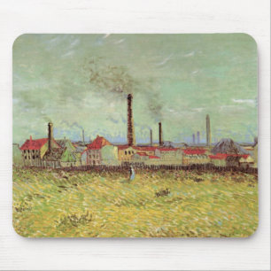 Factories at Asnieres by Vincent van Gogh Mouse Mat