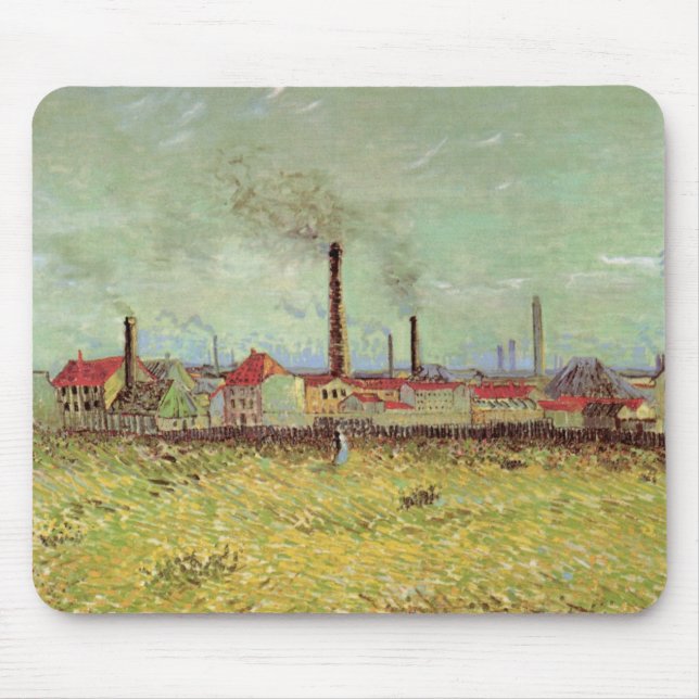 Factories at Asnieres by Vincent van Gogh Mouse Mat (Front)