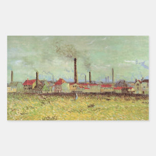 Factories at Asnieres by Vincent van Gogh Rectangular Sticker