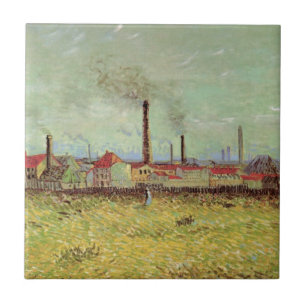 Factories at Asnieres by Vincent van Gogh Tile
