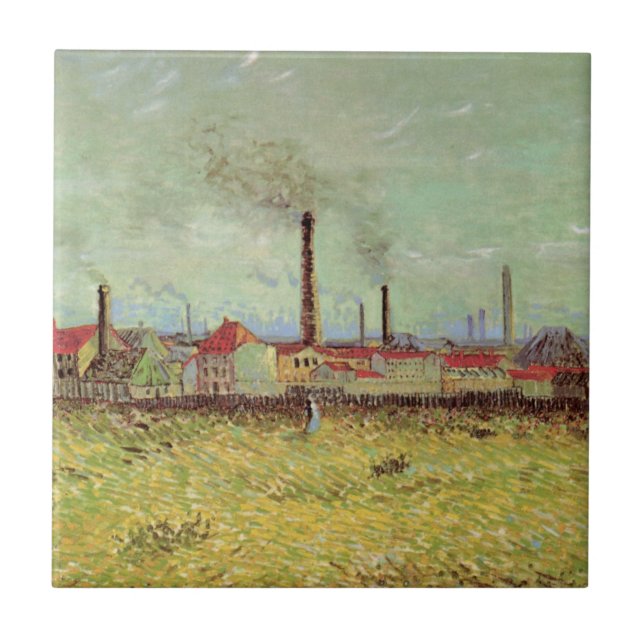 Factories at Asnieres by Vincent van Gogh Tile (Front)