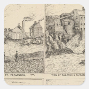Factory and tannery in Vergennes Square Sticker