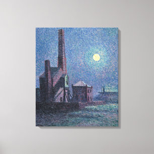 Factory in the Moonlight (Urban Landscape) (Luce) Canvas Print