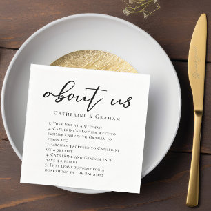 Facts About Us Cute Trendy Typography Wedding Napkin