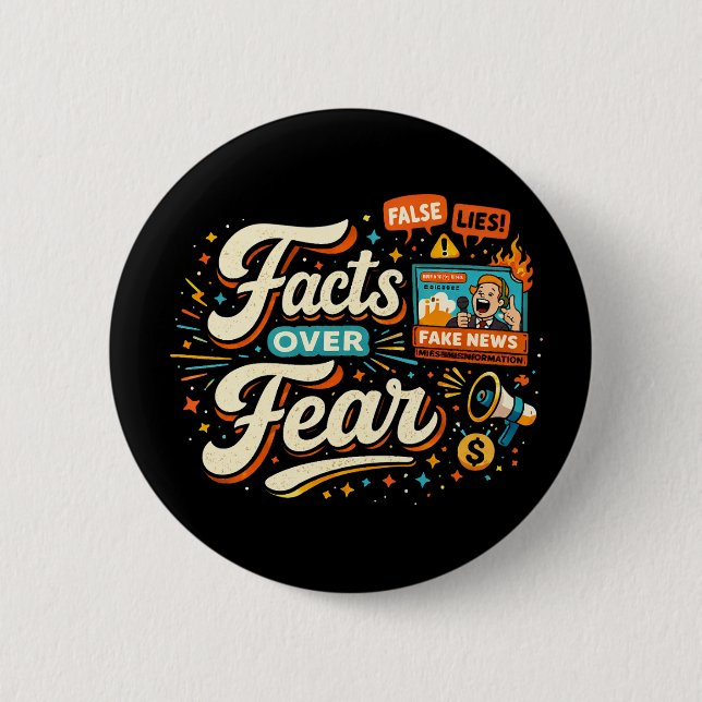 Facts Over Fear 6 Cm Round Badge (Front)
