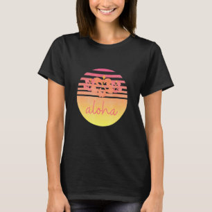 Fadded Distressed Hawaiian Flowers At Sunset Aloha T-Shirt