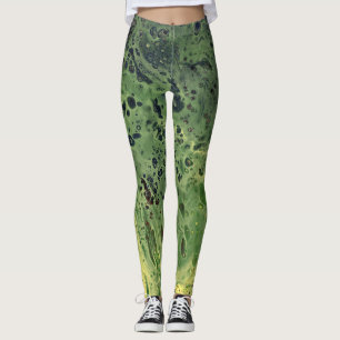 Fade Away 3 Bold Yellow Green Abstract Leggings
