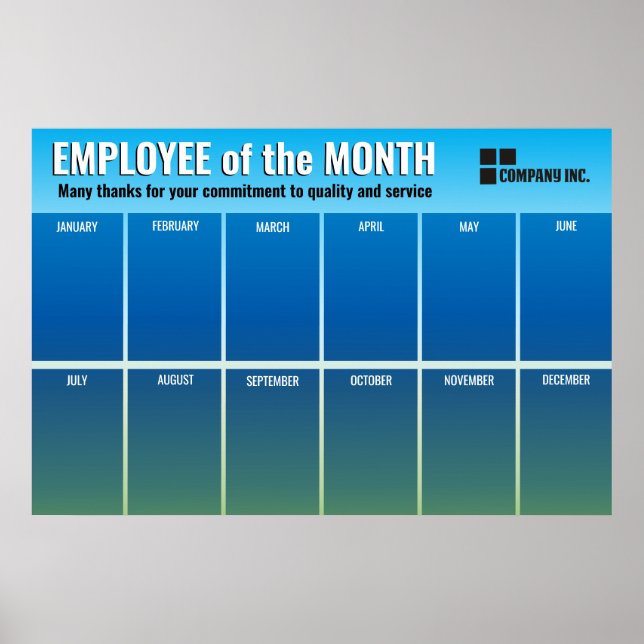 Fade blue Employee of the Month photo display Poster (Front)