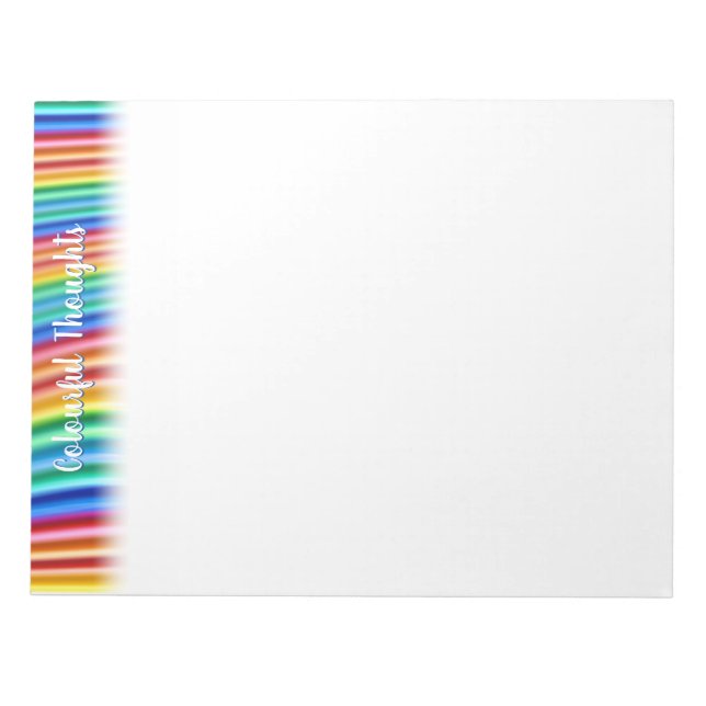 Fade Rainbow Notepad Colourful Thoughts design (Front)