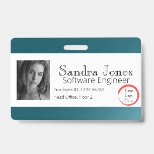 Fade Teal Blue ID Card (Horizontal) Badge