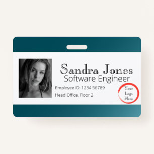 Fade Teal Blue ID Card (Horizontal) ID Badge