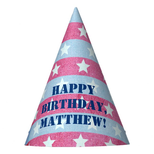 Faded American Flag Stars & Stripes Patriotic Party Hat (Front)