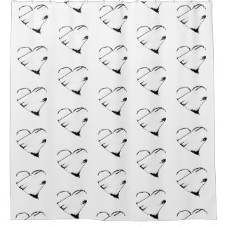 Faded black and white hearts shower curtain