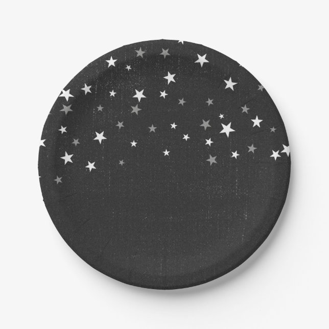 Faded Black Denim Starry Grunge Party Favour Custo Paper Plate (Front)