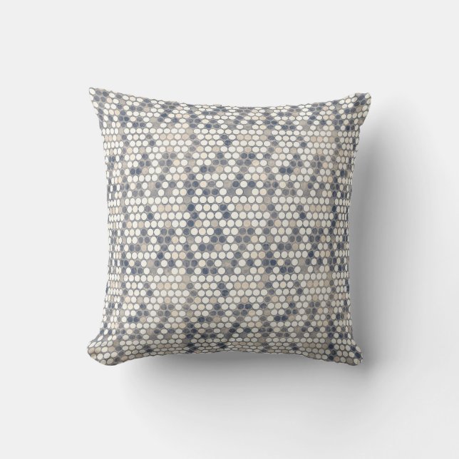 Faded Blue and Cream Circle Mosaic Pillows (Front)