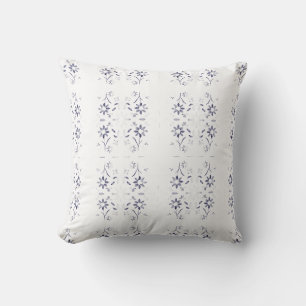 Faded Blue and White Floral Pattern Cushion