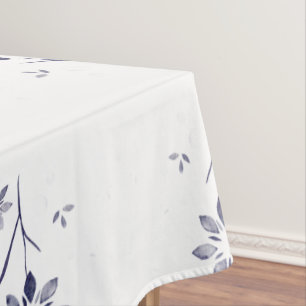 Faded Blue and White Floral Pattern Tablecloth