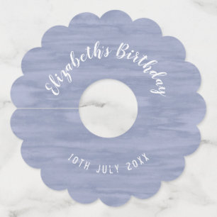 Faded Blue Birthday Paper Wine Glass Tags