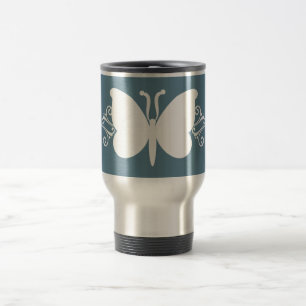Faded Blue Butterfly Swirls Mug