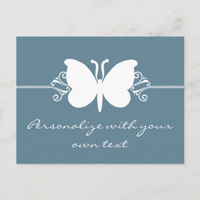 Faded Blue Butterfly Swirls Postcard (Front)