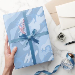 Faded Blue Camo Wrapping Paper