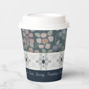 Faded Blue Floral Paper Cups
