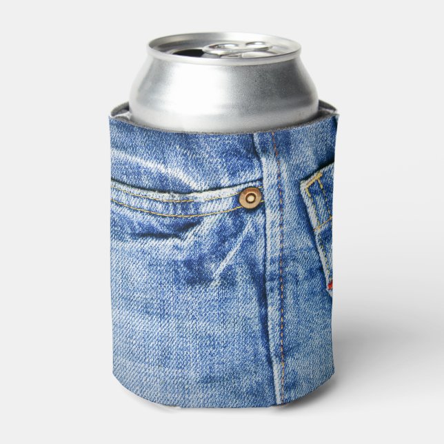 FADED BLUE JEANS CAN COOLER (Can Front)