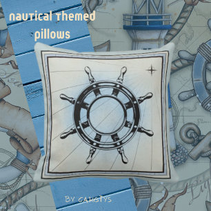 Faded Blue Nautical Themed Cushion