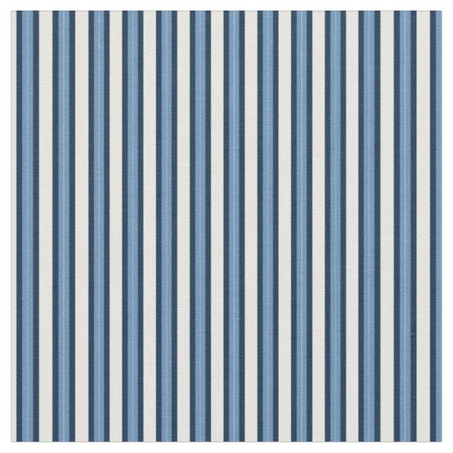 Faded Blue, Navy and white stripes Fabric (Close Up)