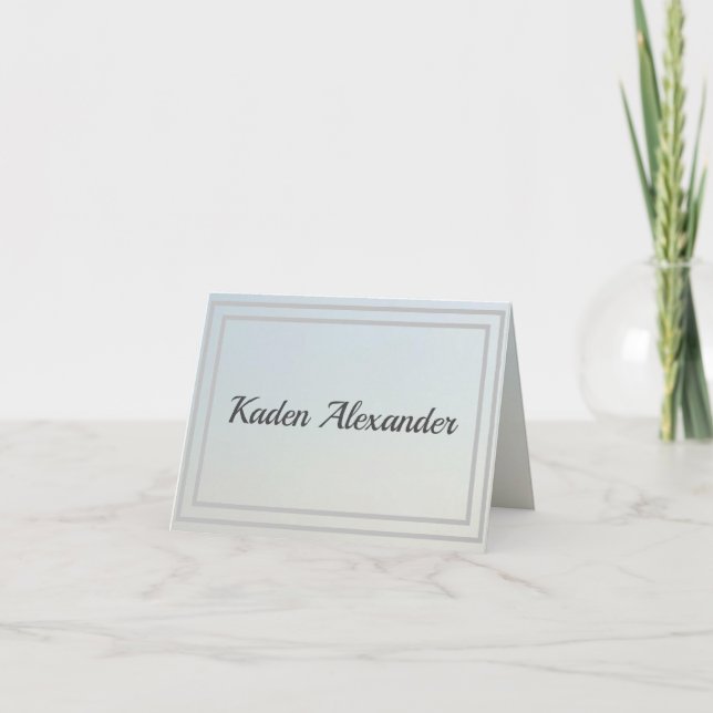 Faded Blue Ombre Folded Thank You Note Card (Front)