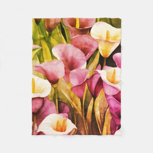 Faded  Calla Lilly Fleece Blanket (Front)