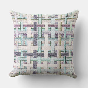 Faded coloured 'chess' in cloth or canvas look cushion