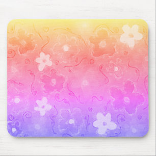 Faded Colourful Flowers Mouse Mat