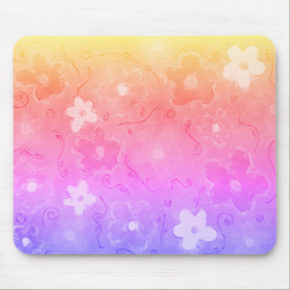 Faded Colourful Flowers Mouse Mat