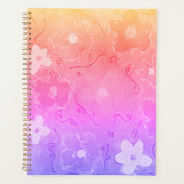 Faded Colourful Flowers Planner (Front)
