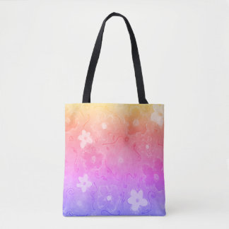 Faded Colourful Flowers Tote Bag