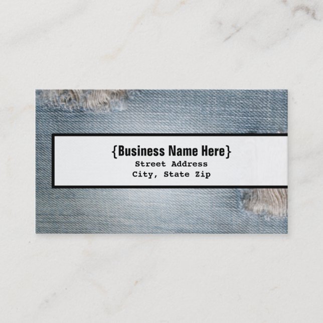 Faded Denim Blue Jean Inspired Business Card (Front)