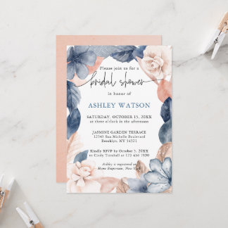 Faded denim & blush Bridal Shower Invitation