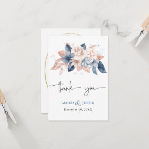 Faded denim & blush stylish Thank You Card