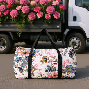 Faded Elegance Chinoiserie Floral Duffle Bag