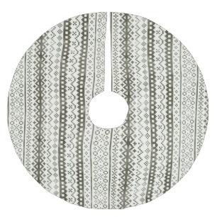 Faded Fair Isle Knit Watercolor Cabincore black Brushed Polyester Tree Skirt