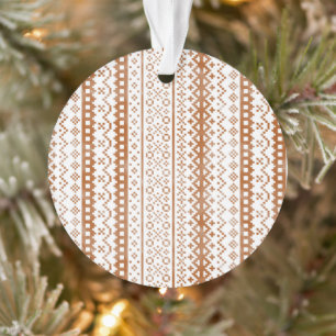 Faded Fair Isle Knit Watercolor Cabincore orange Ornament