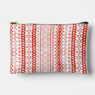 Faded Fair Isle Knit Watercolor Cabincore red Accessory Pouch