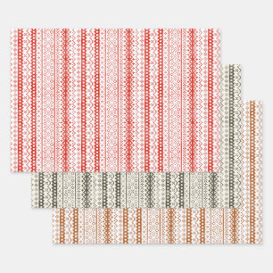 Faded Fair Isle Knit Watercolor Cabincore Wrapping Paper Sheet