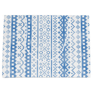 Faded Fair Isle Knitwear Watercolor Cosy Cabincore Large Gift Bag