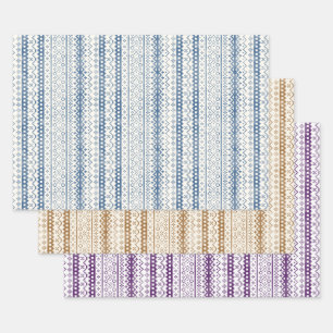 Faded Fair Isle Watercolor Cabincore Wrapping Paper Sheet
