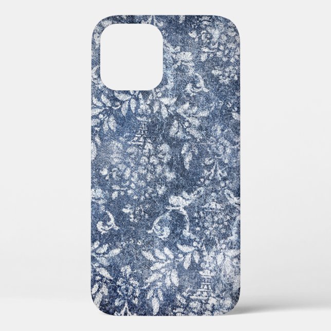 Faded Floral Denim: Grungy Textured Background Case-Mate iPhone Case (Back)