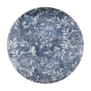 Faded Floral Denim: Grungy Textured Background Cutting Board