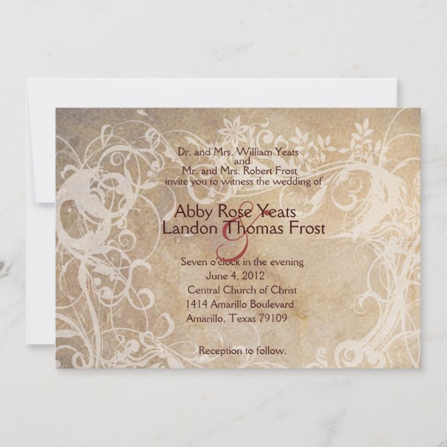Faded Floral Wedding Invitation (Front)